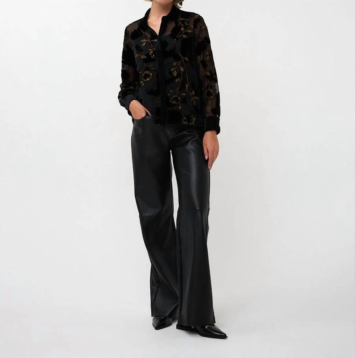 Esqualo - Burnout Flower Blouse