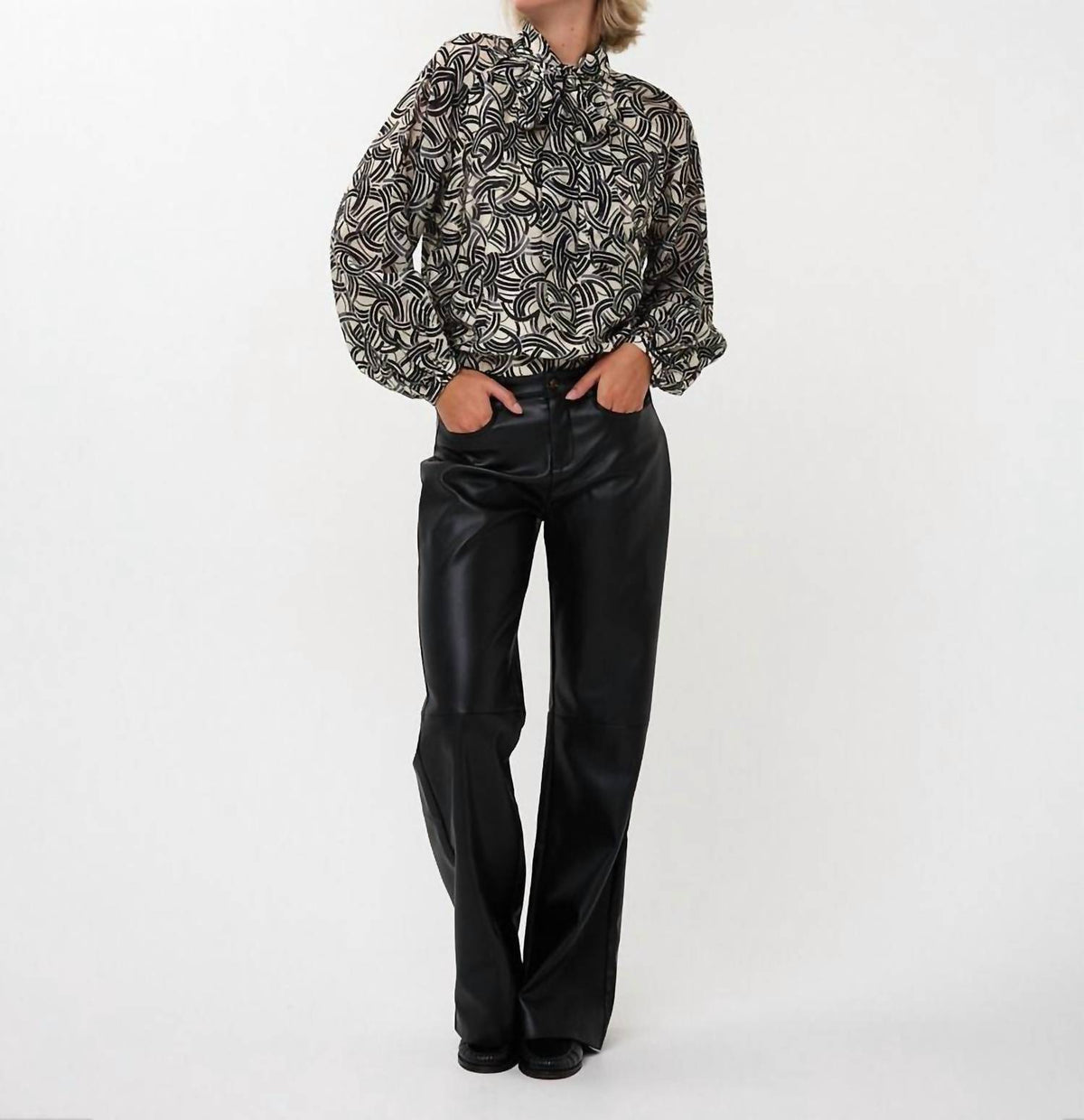 Esqualo - Button Up Print Blouse