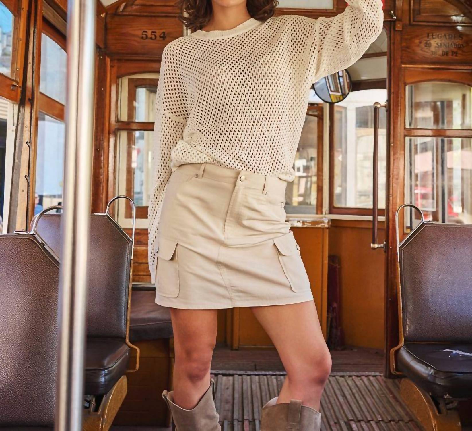 Esqualo - Cargo Short Skirt - beige - clothing - mini