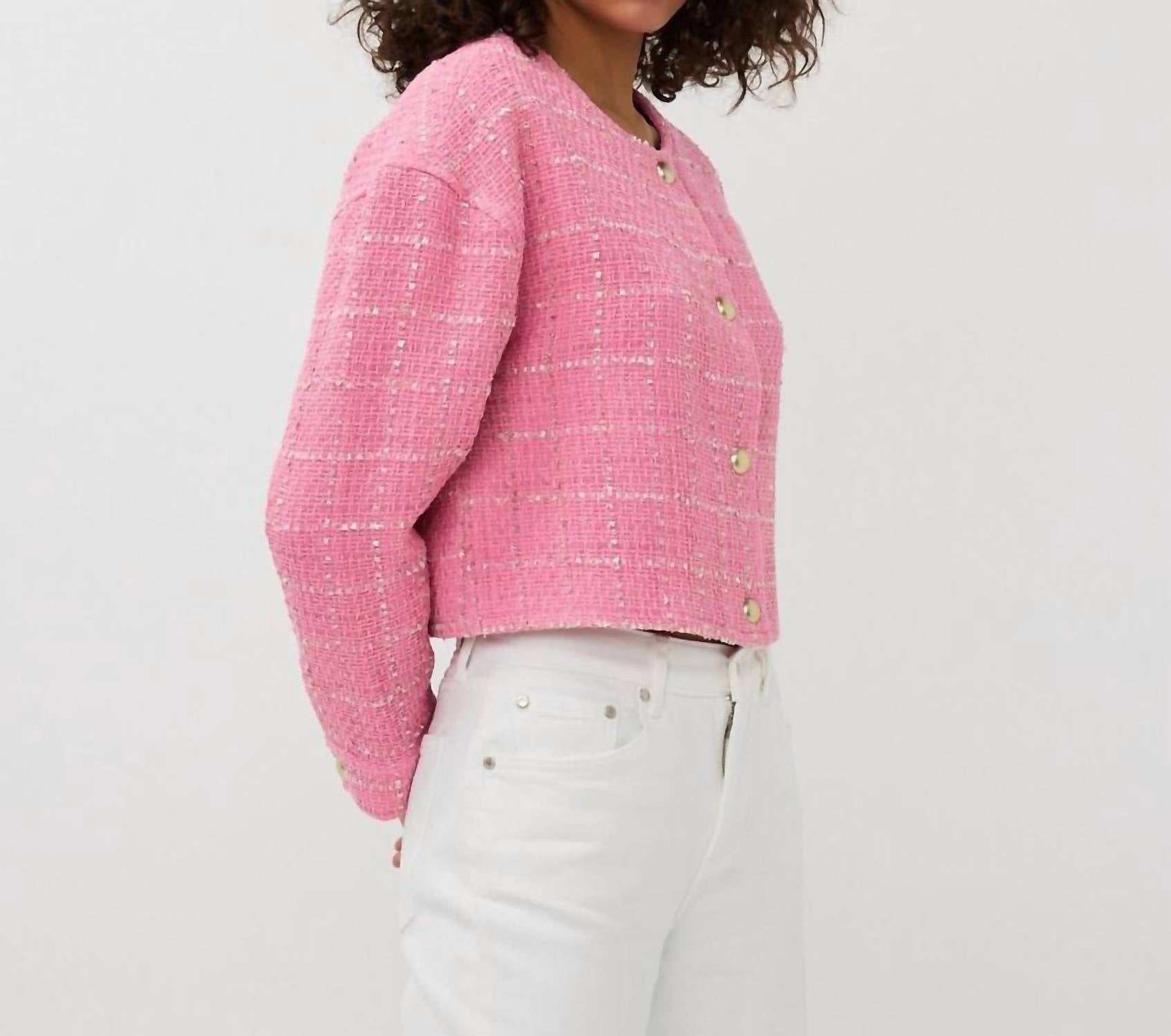 Esqualo - Cropped Boucle Jacket - blazers - clothing - jackets