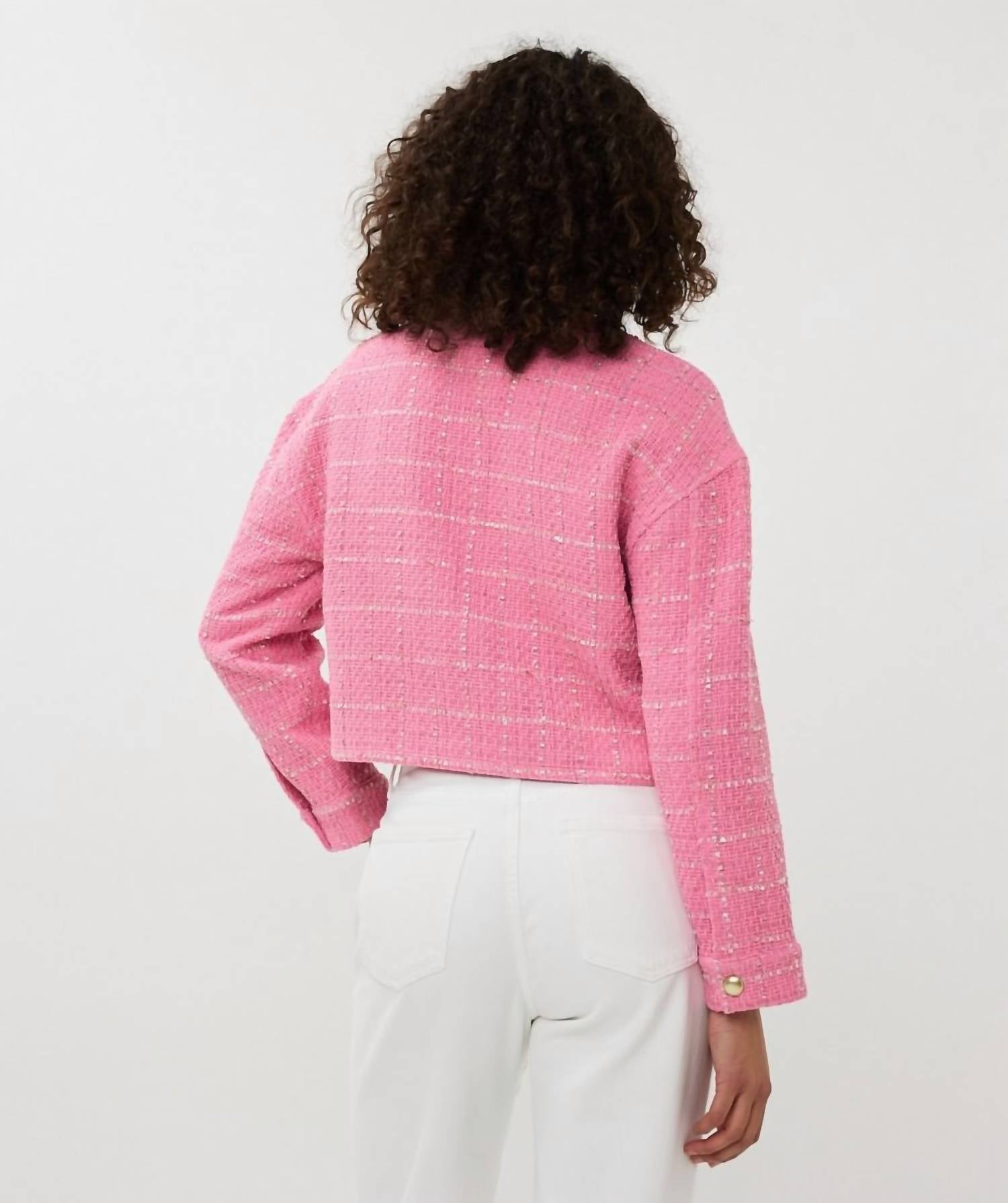 Esqualo - Cropped Boucle Jacket - blazers - clothing - jackets