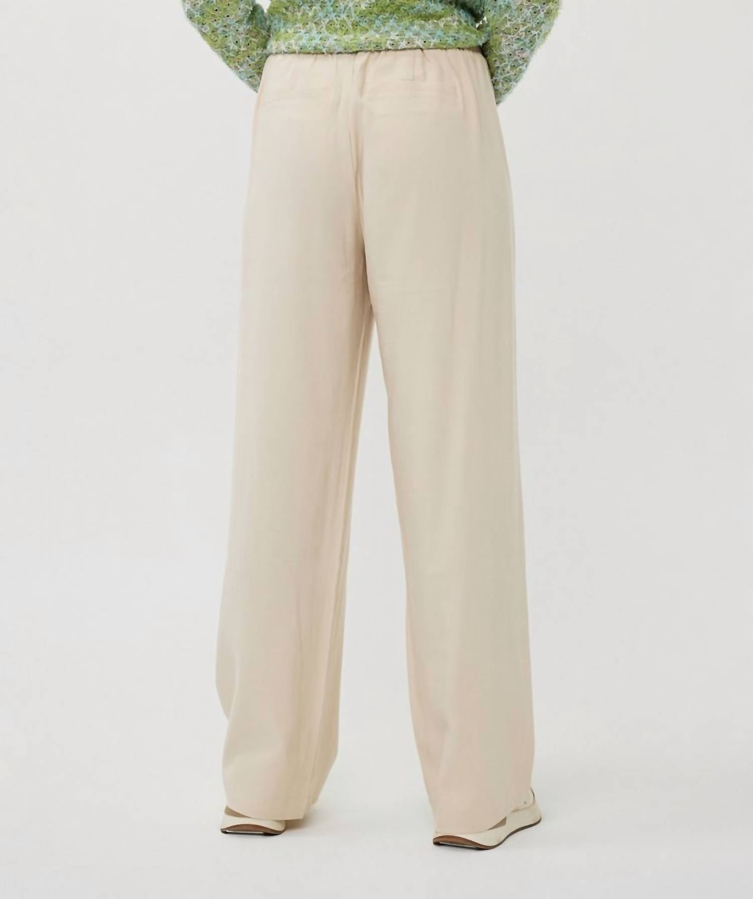 Esqualo - Elastic Wide Leg Trouser Pants - beige - clothing - pants