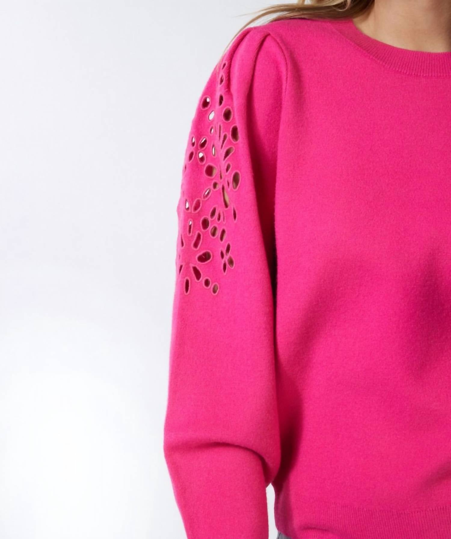 Esqualo - Eyelet Puff - sleeve Sweater - acrylic - clothing - crew