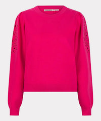 Esqualo - Eyelet Puff - sleeve Sweater - acrylic - clothing - crew