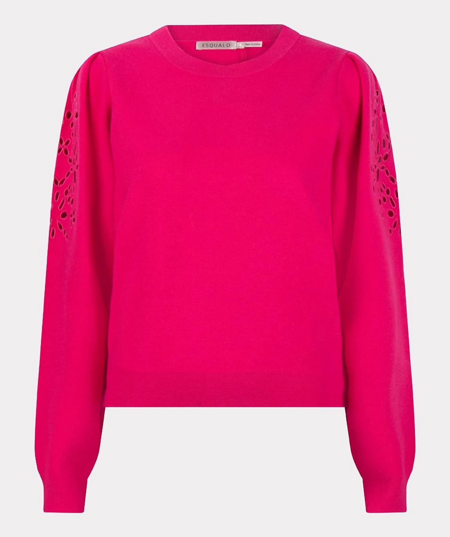 Esqualo - Eyelet Puff - sleeve Sweater - acrylic - clothing - crew