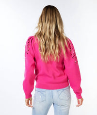 Esqualo - Eyelet Puff - sleeve Sweater - acrylic - clothing - crew