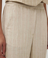 Esqualo - Linen Stripe Trousers Pants - beige - clothing - linen - blend