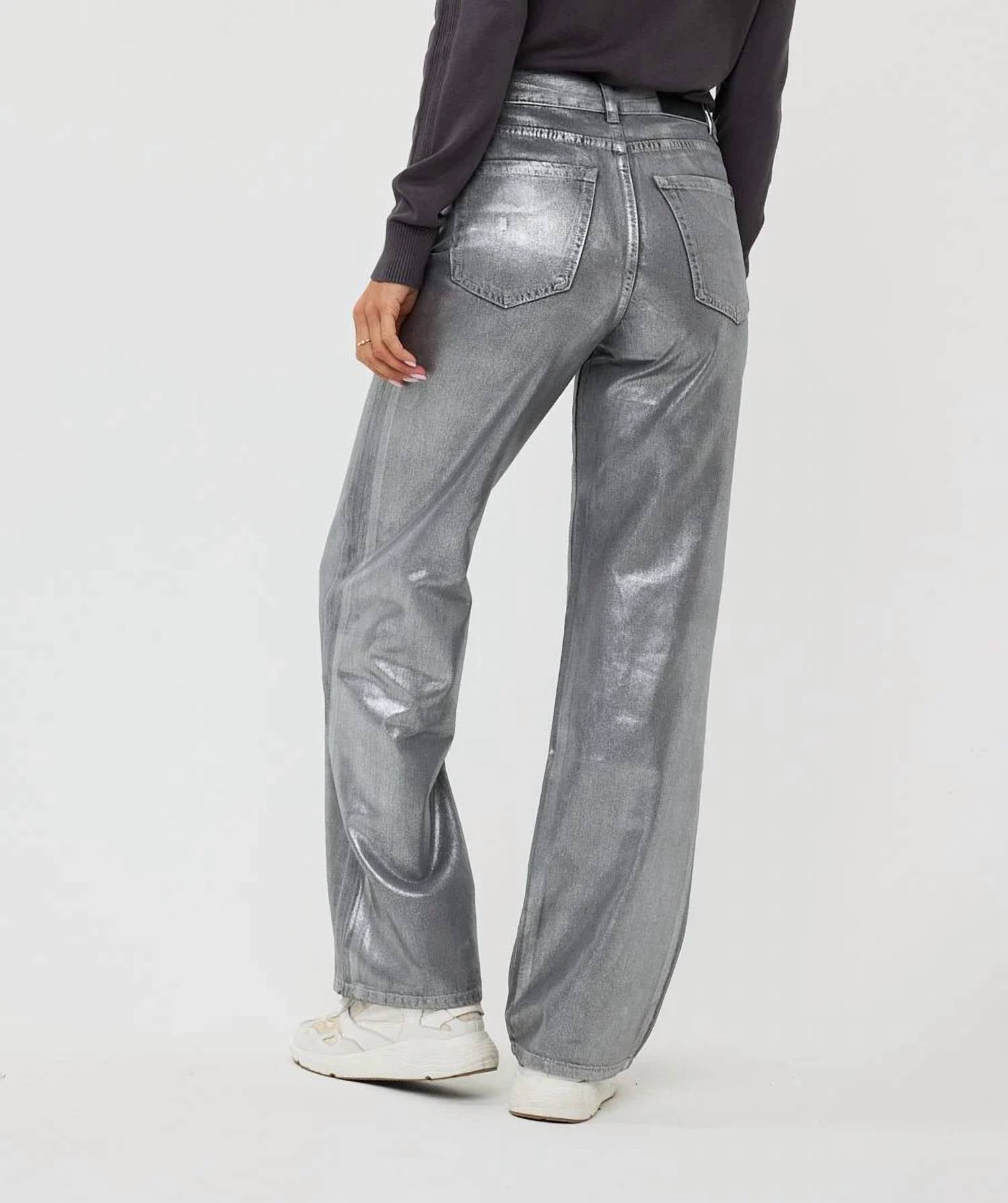 Esqualo - Metallic grey jean - clothing - cotton - flare