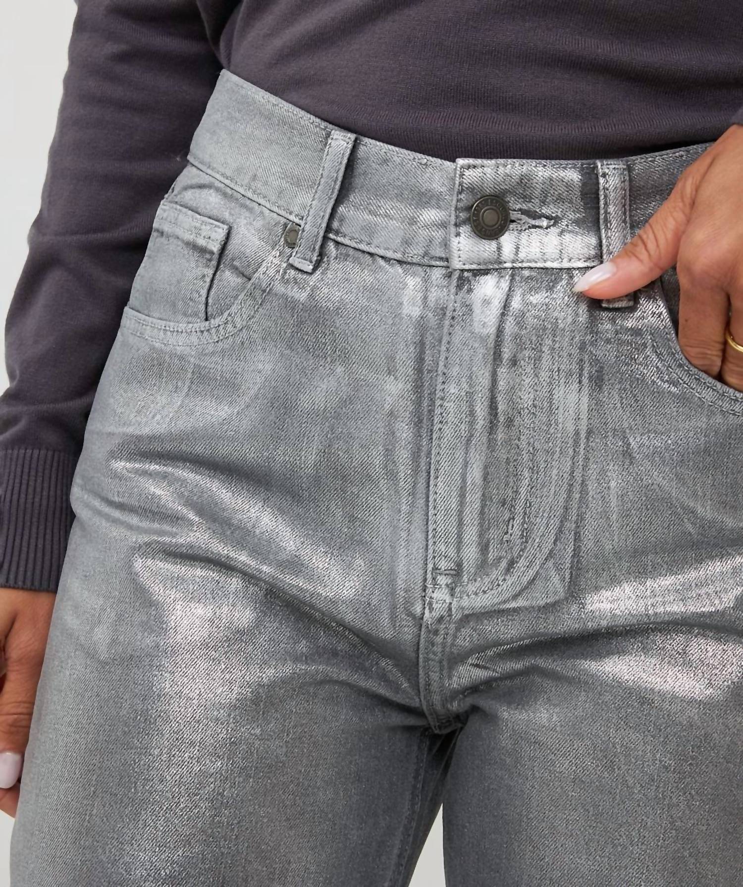 Esqualo - Metallic grey jean - clothing - cotton - flare