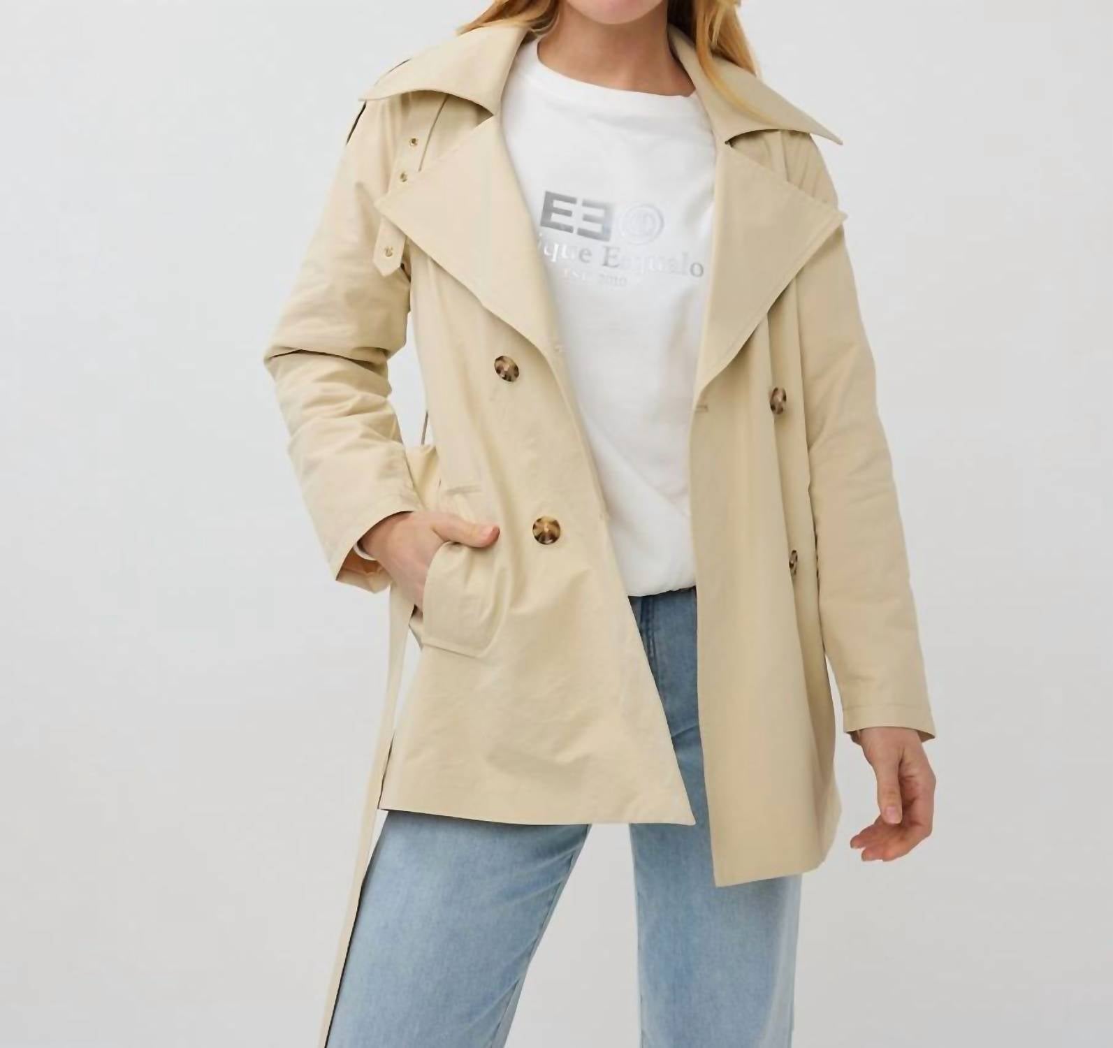 Esqualo - Midi Trench Coat - beige - clothing - coats