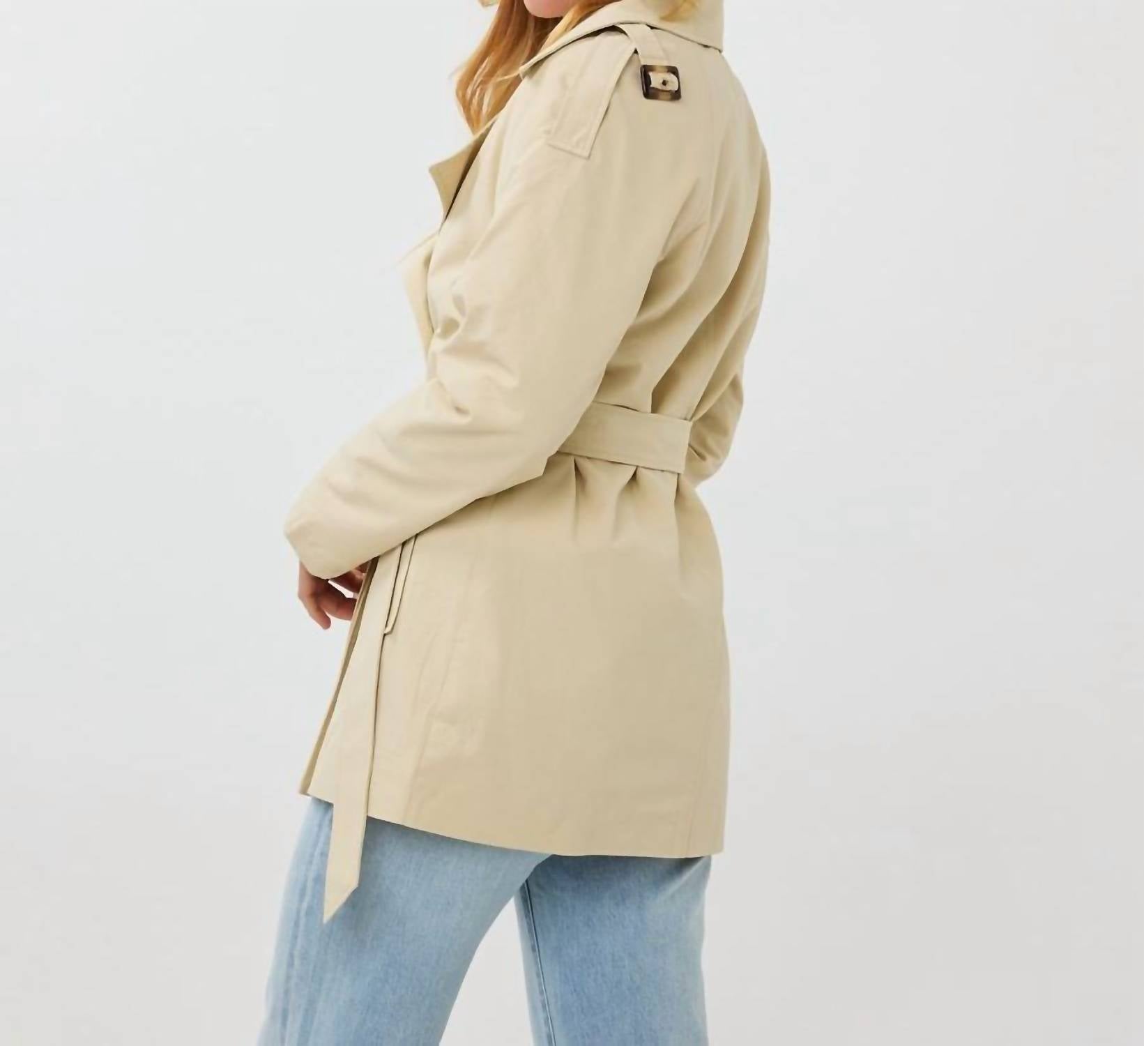 Esqualo - Midi Trench Coat - beige - clothing - coats