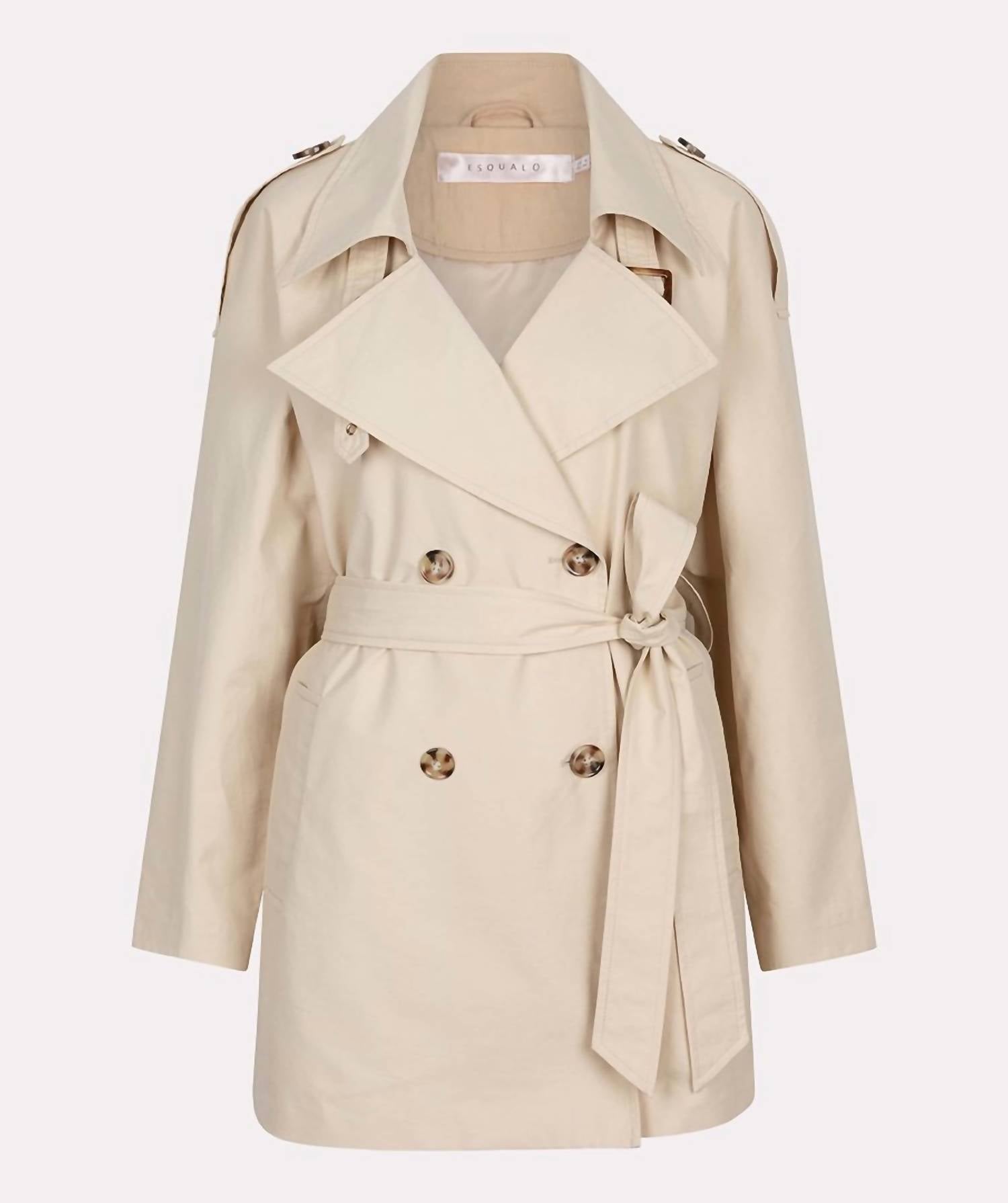 Esqualo - Midi Trench Coat - beige - clothing - coats