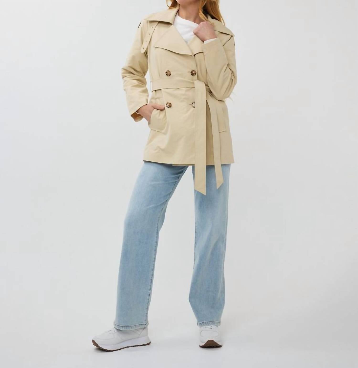 Esqualo - Midi Trench Coat - beige - clothing - coats