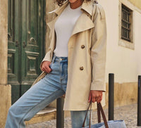 Esqualo - Midi Trench Coat - beige - clothing - coats
