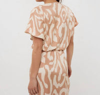 Esqualo - Printed Short Sleeve Blouse - beige - blouses - clothing