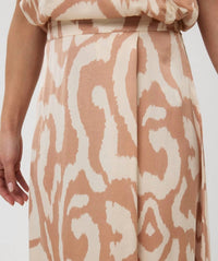 Esqualo - Printed Slip Skirt - beige - clothing - long - skirts
