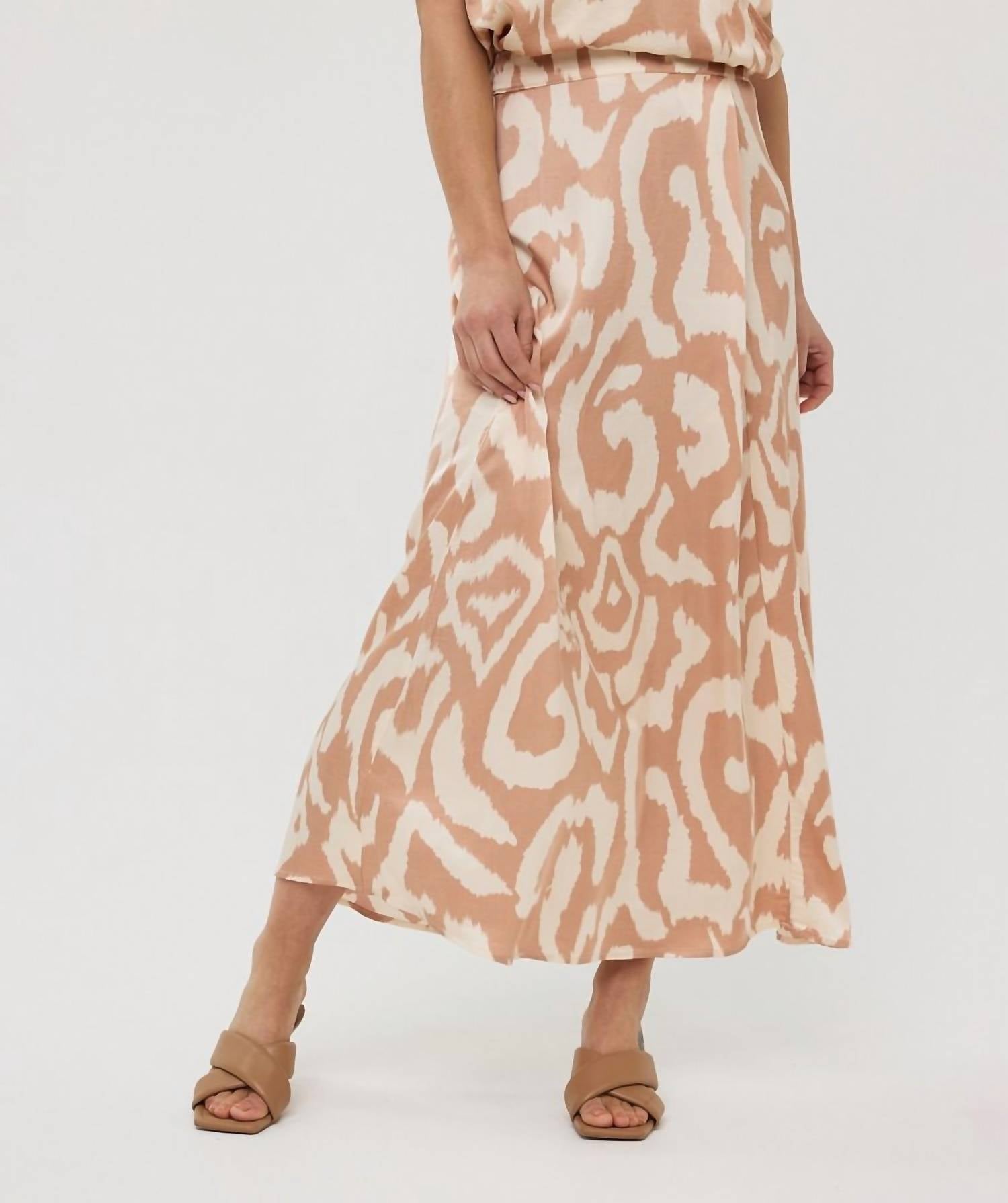 Esqualo - Printed Slip Skirt - beige - clothing - long - skirts