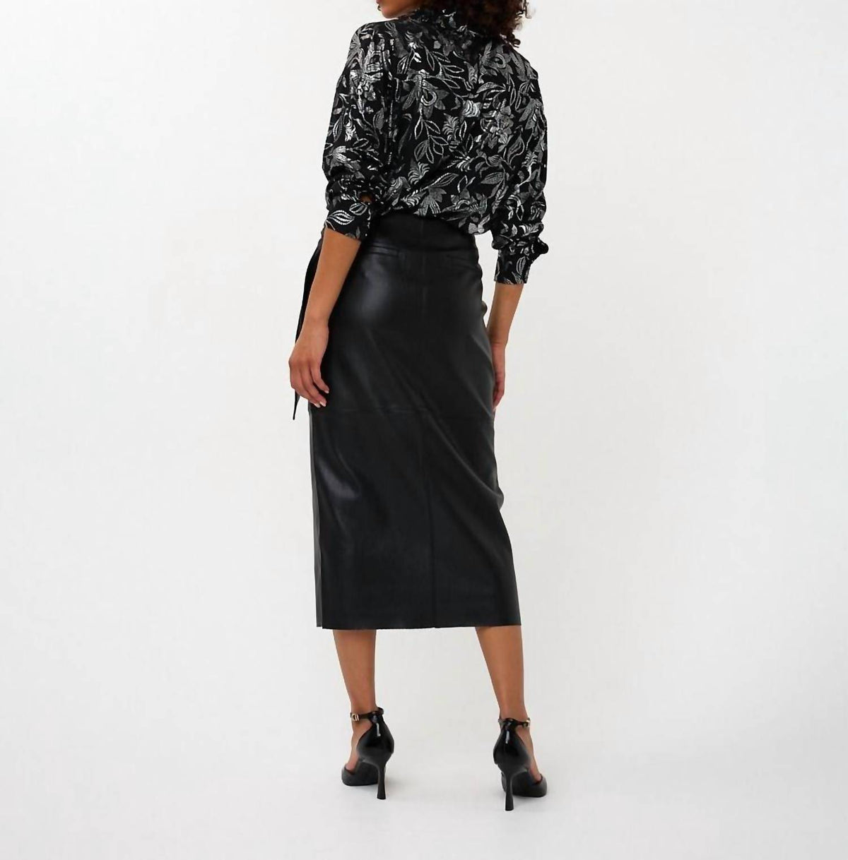 Esqualo - Pu Belted Midi Skirt