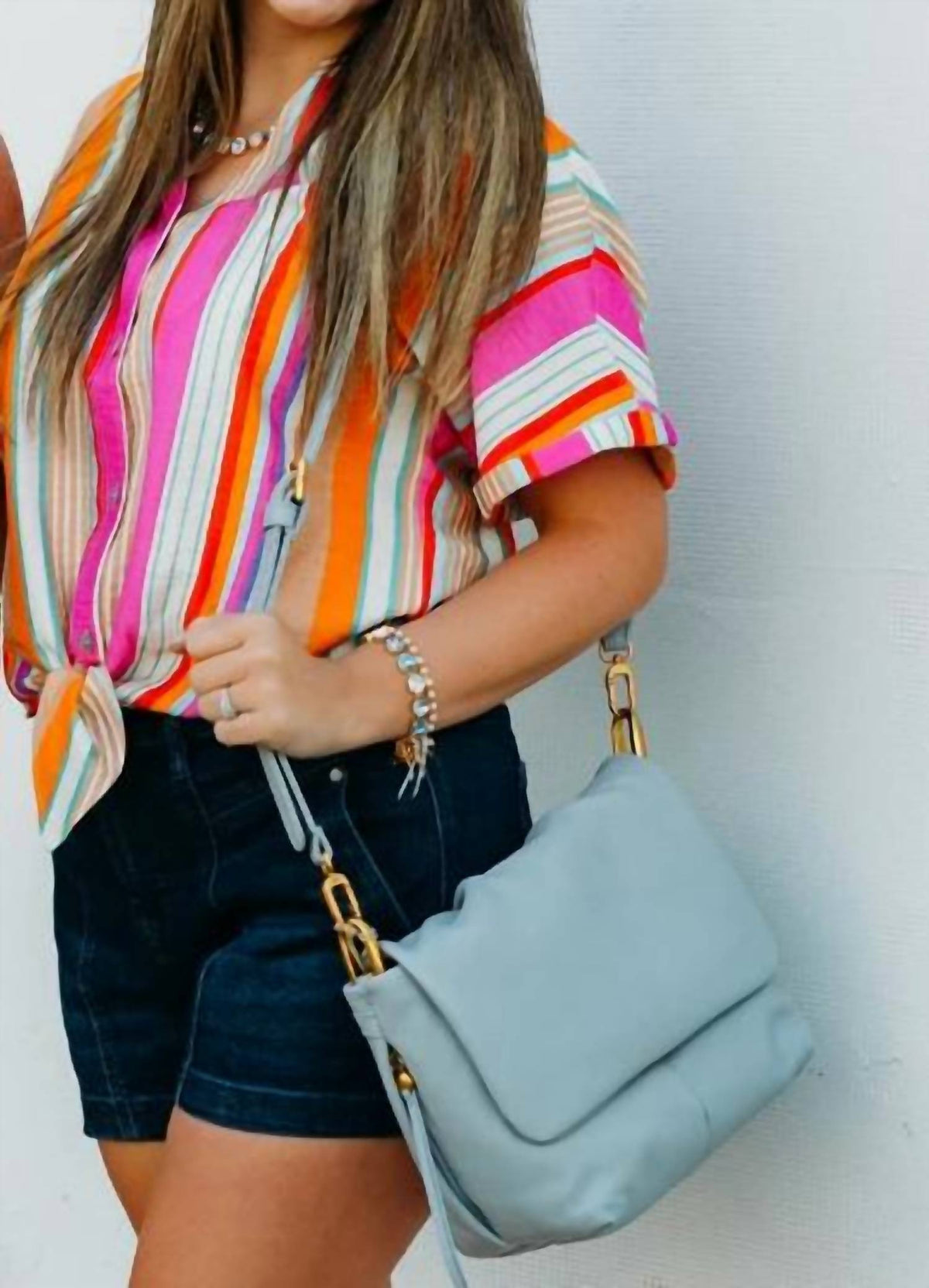 Esqualo - Striped Knit Front Blouse