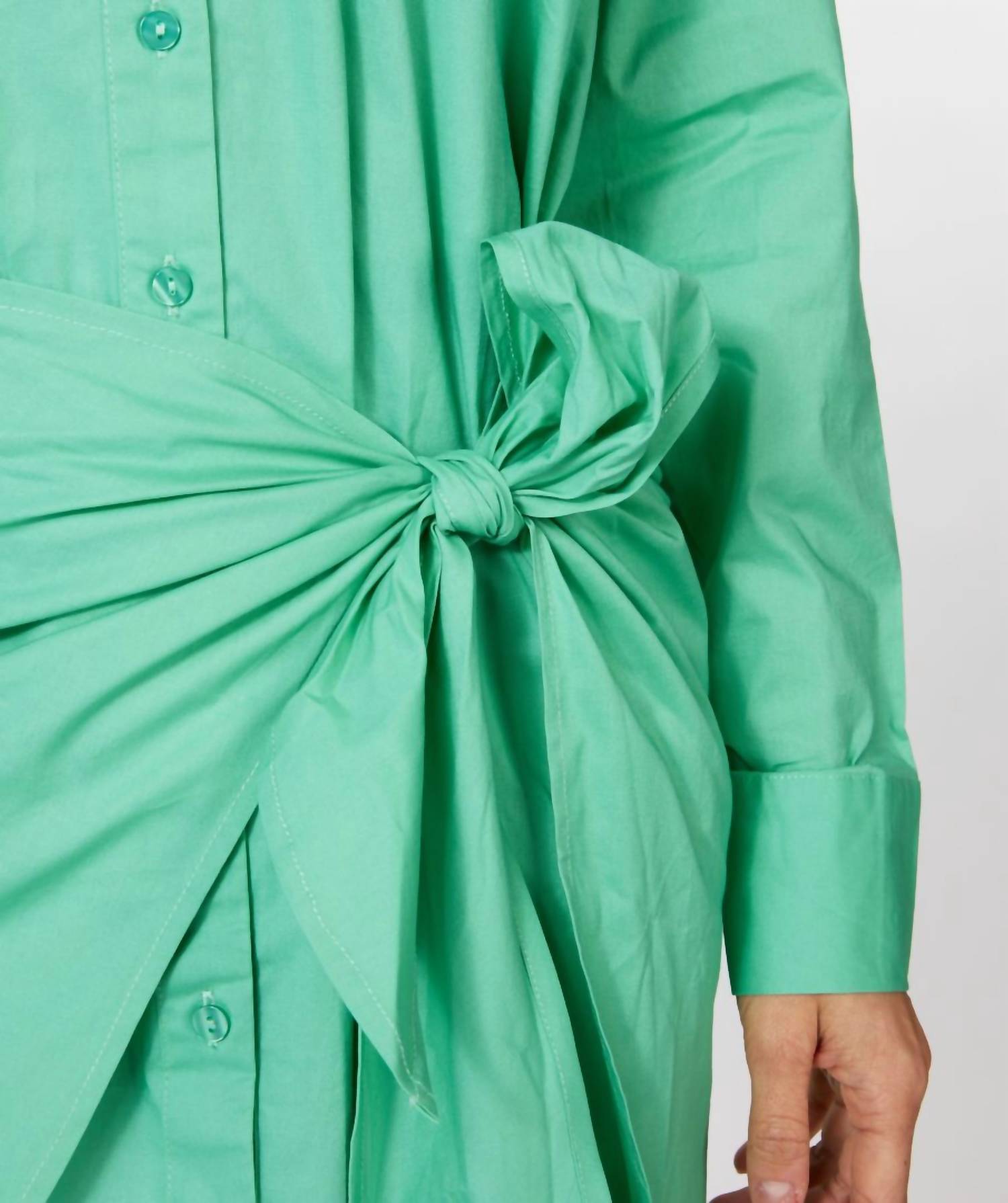 Esqualo - Women's Wrap Over Solid Poplin Dress - clothing - dresses - green