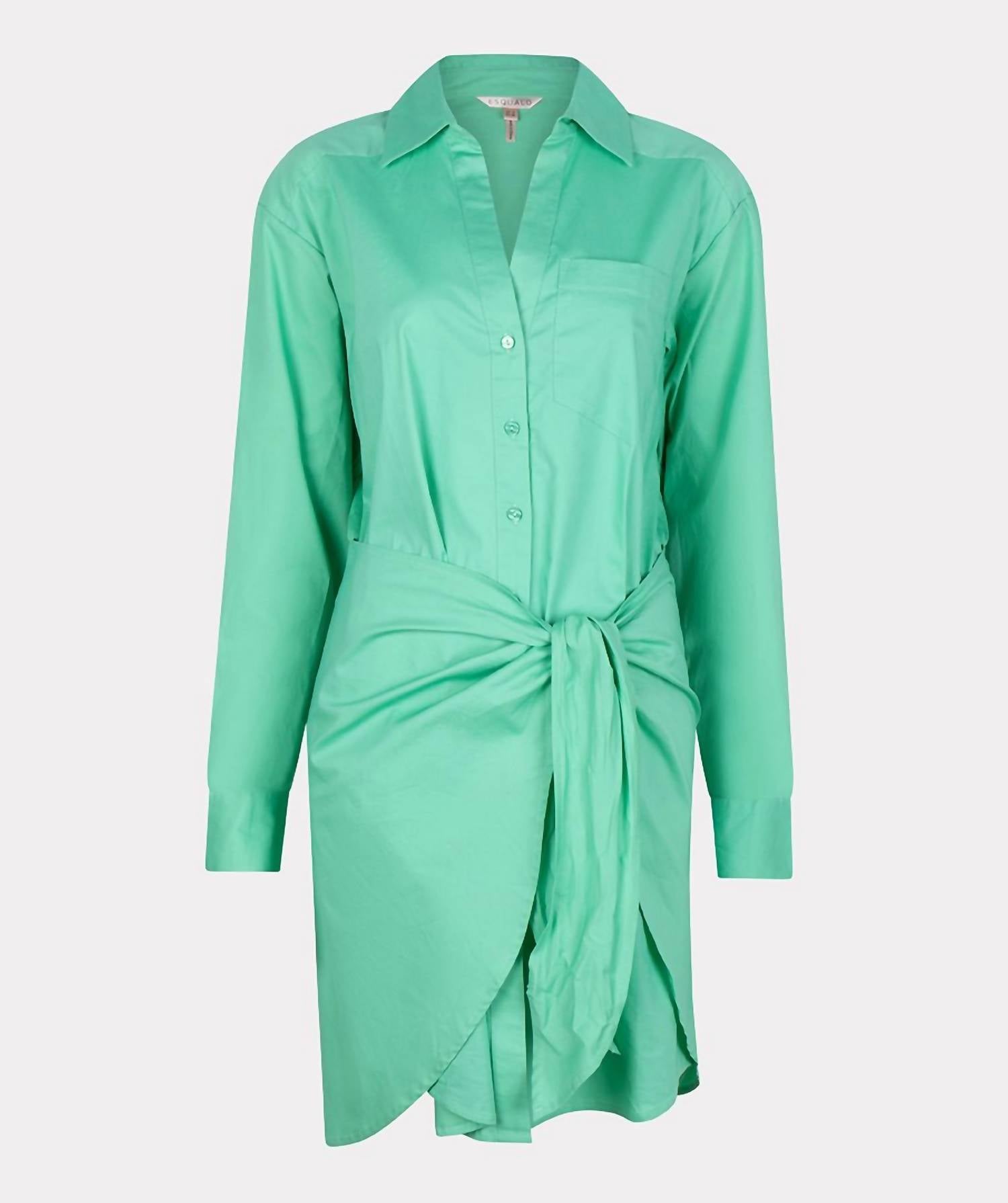 Esqualo - Women's Wrap Over Solid Poplin Dress - clothing - dresses - green