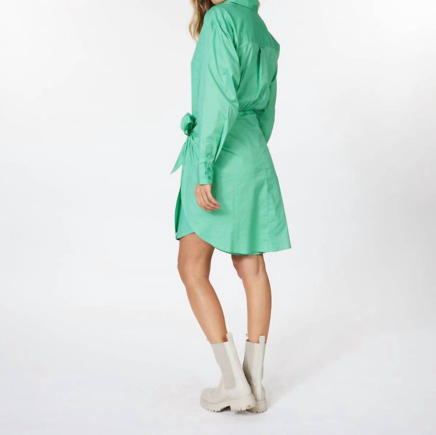 Esqualo - Women's Wrap Over Solid Poplin Dress - clothing - dresses - green