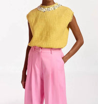 Essentials - Sleeveless Top With Sequin And Beads - blouses - clothing - cotton