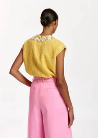 Essentials - Sleeveless Top With Sequin And Beads - blouses - clothing - cotton