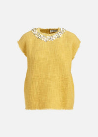 Essentials - Sleeveless Top With Sequin And Beads - blouses - clothing - cotton