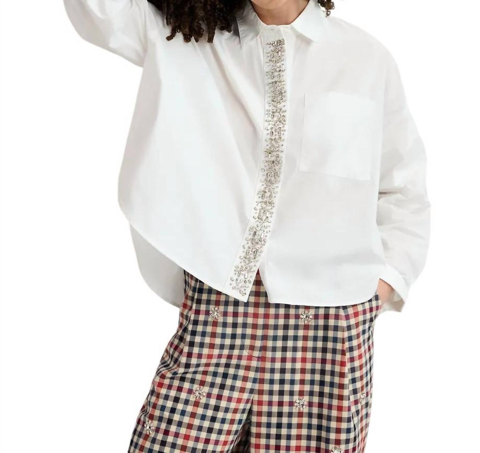 Essentiel Antwerp - Cotton Shirt With Embellished Button Placket - button - down - shirts - clothing - cotton