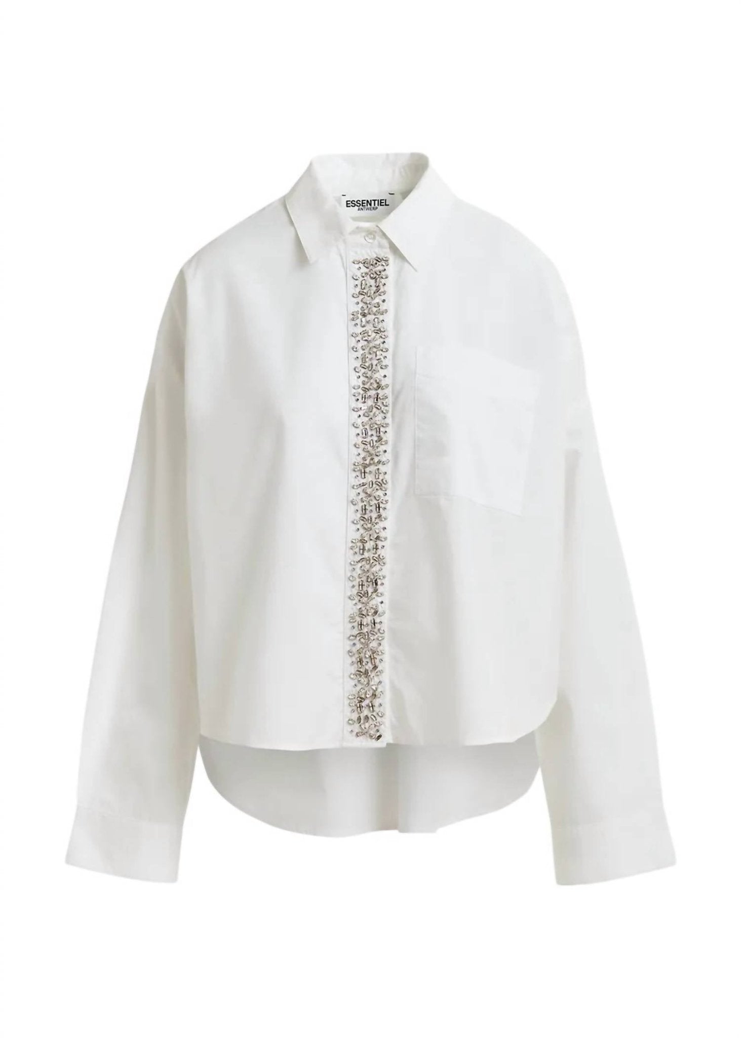 Essentiel Antwerp - Cotton Shirt With Embellished Button Placket - button - down - shirts - clothing - cotton