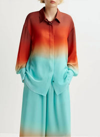 Essentiel Antwerp - Tie Dye Straight Shirt Blouse - blouses - clothing - orange