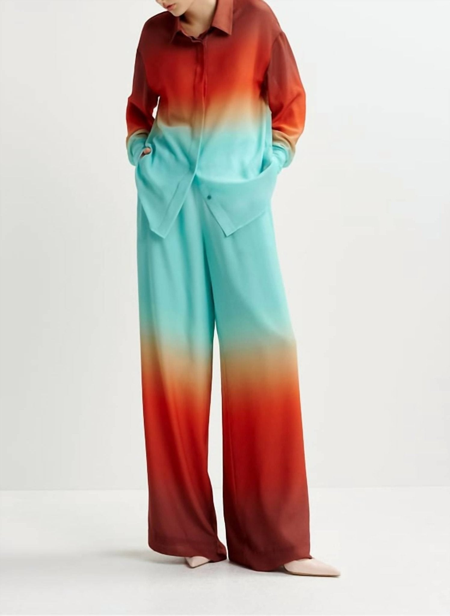 Essentiel Antwerp - Tie Dye Straight Shirt Blouse - blouses - clothing - orange