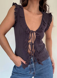 Et Clet - Tie Front Ruffle Top