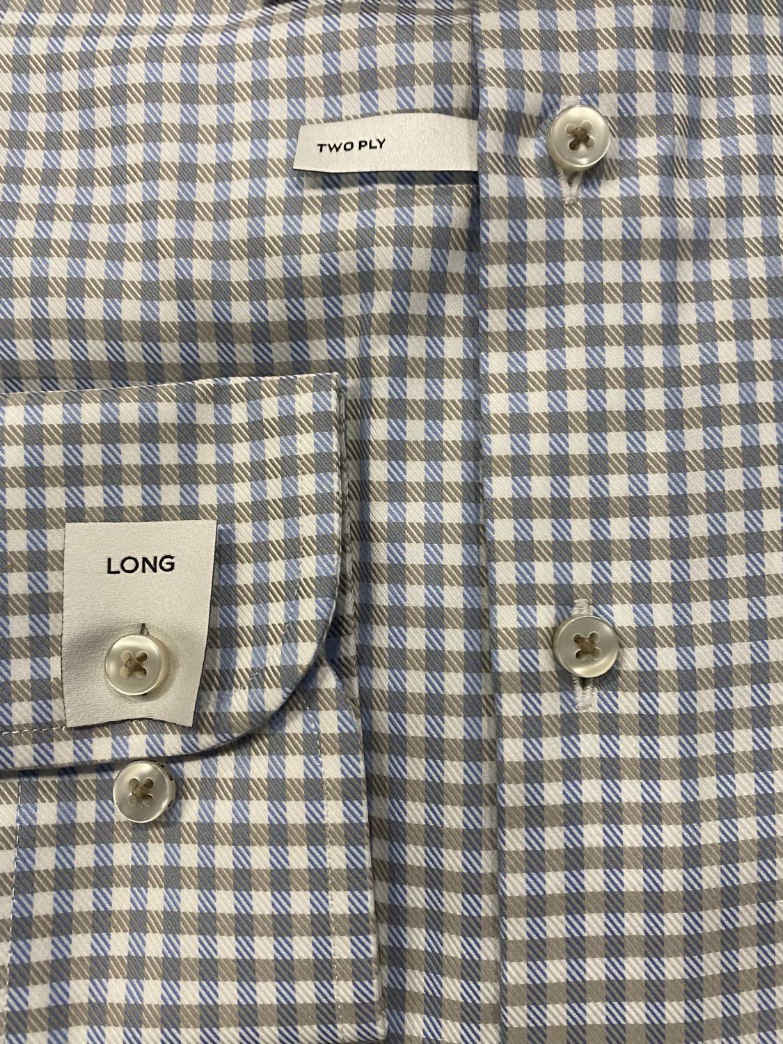 Eterna - Men's Checked Twill Shirt - beige - casual - button - down - shirts - clothing