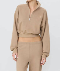 Eterne - Cropped Half-zip Sweatshirt