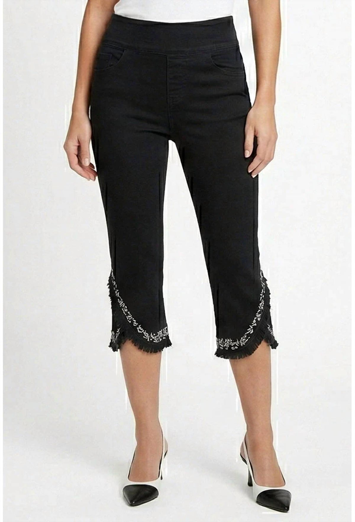 Ethyl - Embroidered Crop Pant with Tulip Hem