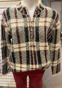 Ethyl - Women's Eyelash plaid sweater