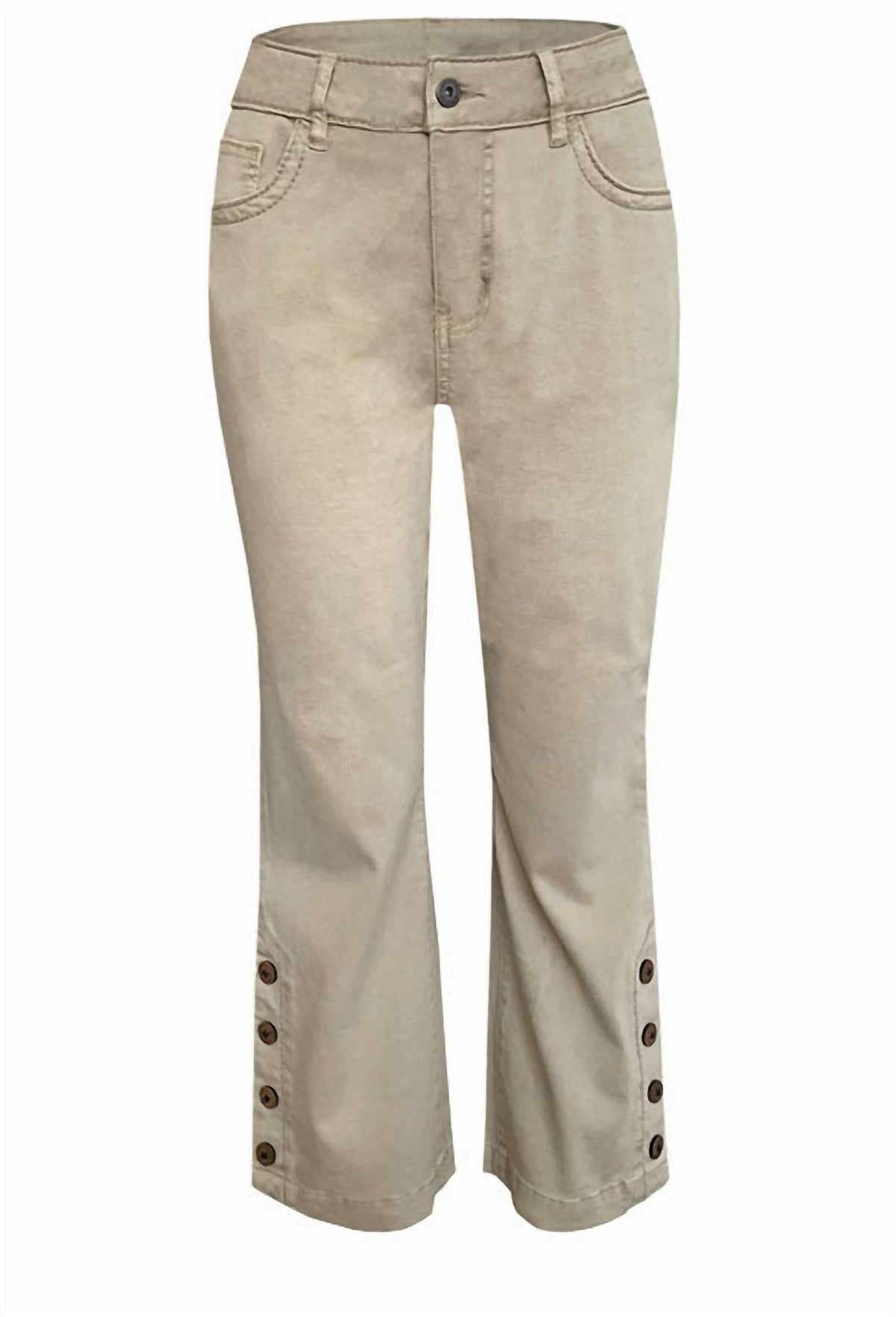 Ethyl - Women's Flare Capri Pants With Buttons