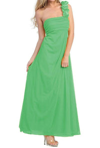 Eureka - Rosette Strap Chiffon Matte Jersey Column Maxi Dress
