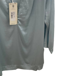 European Culture - Women's Collared V Neck Long Sleeve Blouse - blouses - blue - clothing