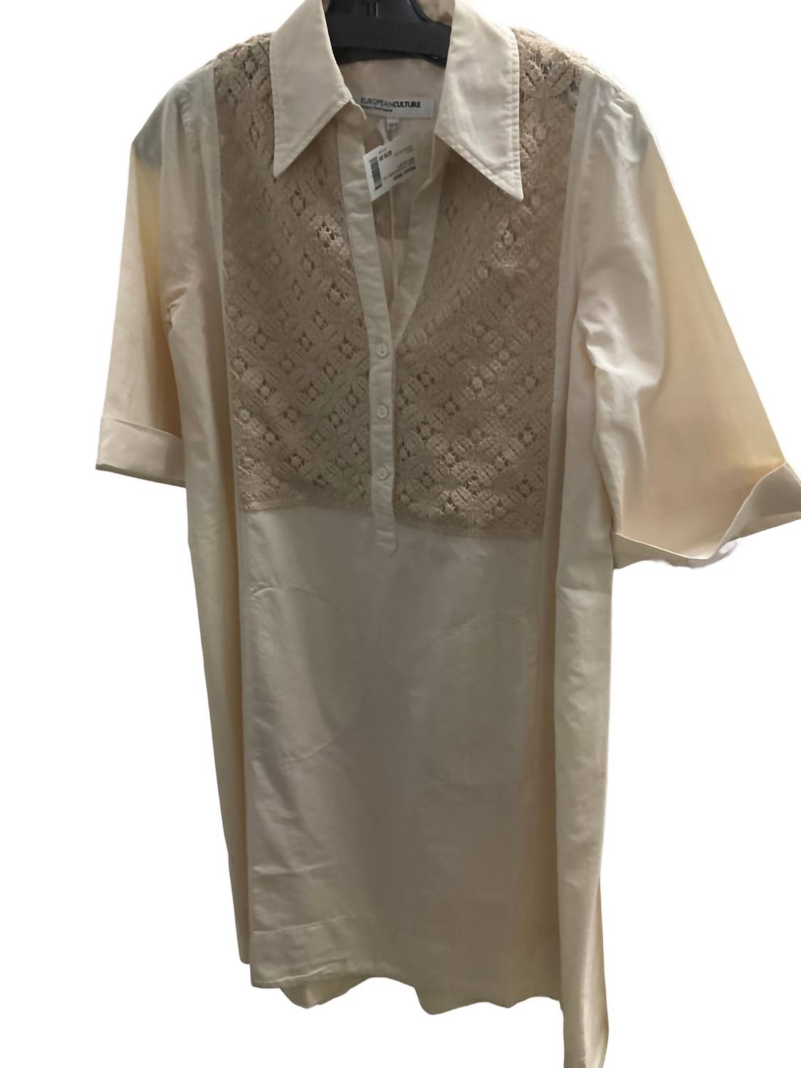 European Culture - Women's Mini Shirt Dress - beige - clothing - dresses
