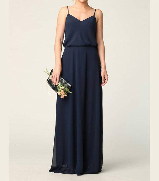 Eva - Albi Chiffon Spaghetti Strap Gown Dress - blue - clothing - dresses