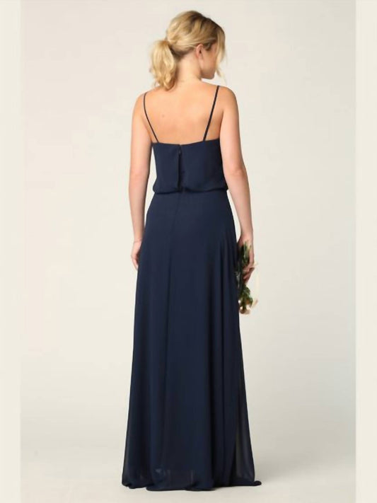 Eva - Albi Chiffon Spaghetti Strap Gown Dress - blue - clothing - dresses