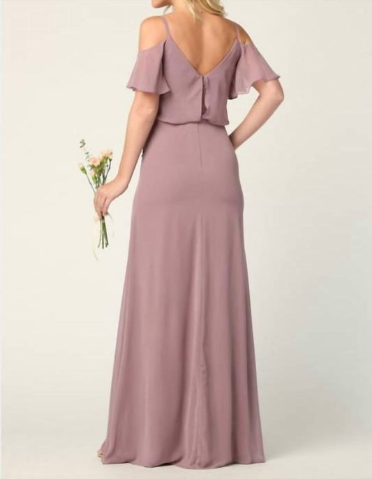 Eva - Tours Long Bridesmaids Off Shoulder Blouson Dress - clothing - dresses - purple
