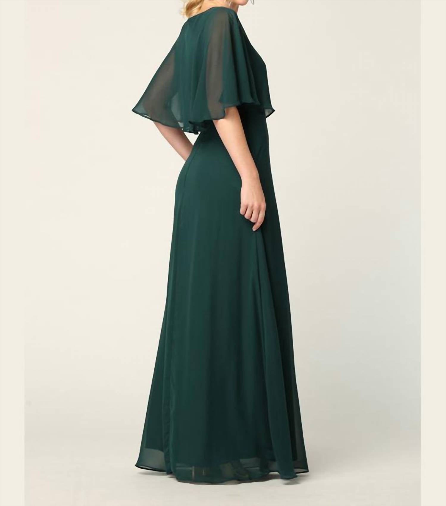 Eva - Vienna Chiffon Cape Prom Evening Dress - clothing - dresses - green