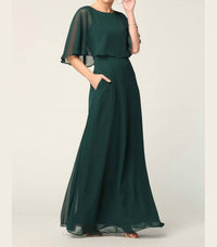 Eva - Vienna Chiffon Cape Prom Evening Dress - clothing - dresses - green