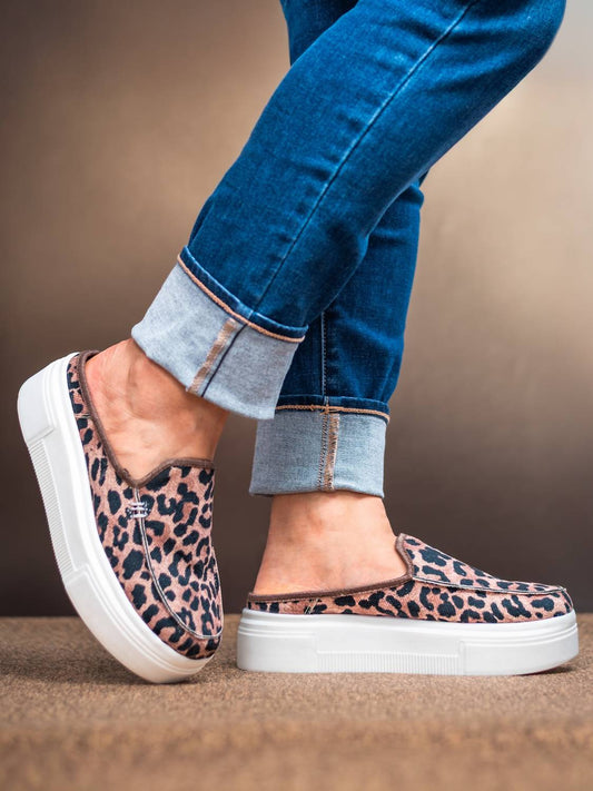Everglades - Women's Emily Leopard Platform Mule Sneaker - brown - shoes - sneakers
