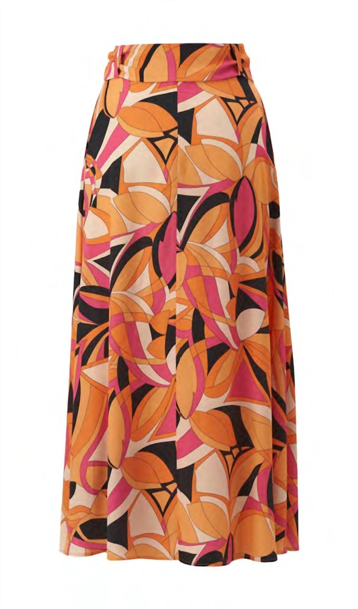 Exquise - Abstract Print Belted Midi Skirt - clothing - floral - knee - length - skirts