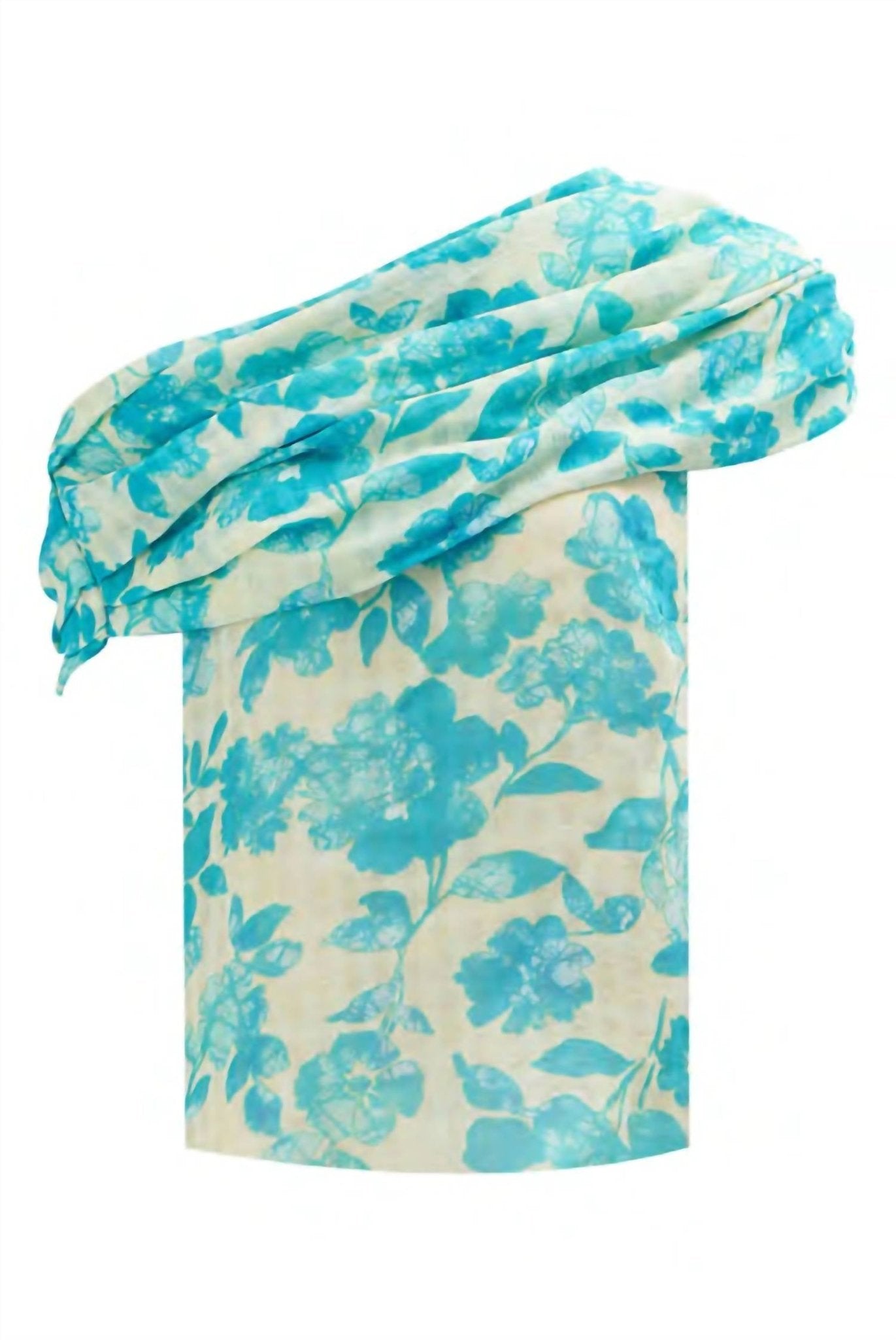 Exquise - Asymmetric Floral Print Blouse - blouses - blue - clothing